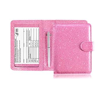 Imagem de Caweet Carteira de couro para cartão de vacinação e passaporte com fecho magnético, Glitter rosa,