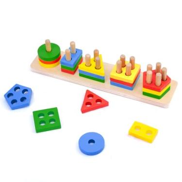 Imagem de Jogos de memória geométrica de demência para idosos, quebra-cabeça de classificação de formas para idosos, atividades de demência para idosos, brinquedos para pacientes com Alzheimer, presentes para