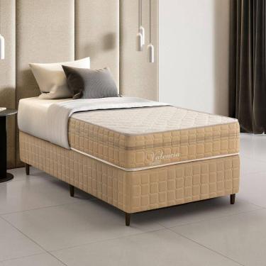 Imagem de Kit Conjunto Colchão Solteiro King Valência Molas Ensacadas Individualmente + Box Blindado 100x61x20 - Bege