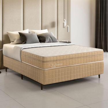 Imagem de Kit Conjunto Colchão Viúva Valência Molas Ensacadas Individualmente + Box Blindado 128x61x188 - Bege