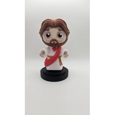 Imagem de Estátua Decorativa Sagrado Coração de Jesus Cristo Chibi