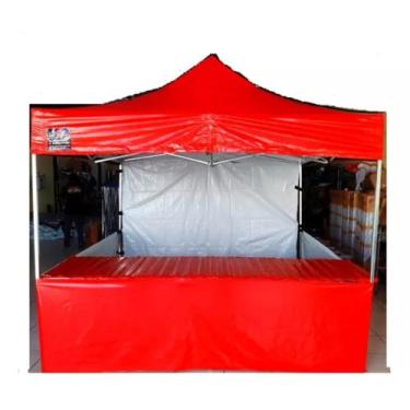 Imagem de Tenda 3x3mts 1 Balcao 3metros Saia 9mts - M&P TENDAS, Vermelho