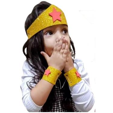 Imagem de Máscara mulher Maravilha Glitter 38 Unidades Eva com elástico, festa, 