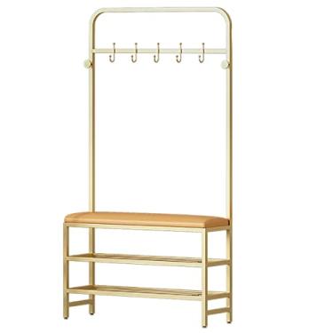 Imagem de Cabide com banco de sapato, corredor 3 em 1, árvore para entrada, multifuncional, corredor, sapateira, organizador de armário para entrada