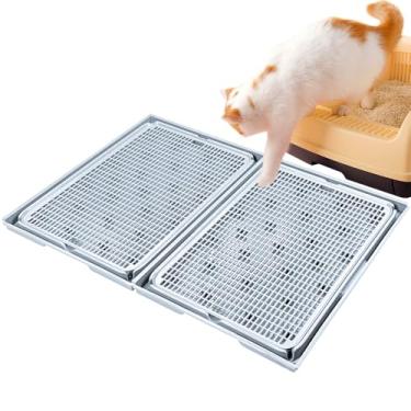 Imagem de Rarenut Pacote com 2 tapetes de areia expansível interligados para gatos 42 x 28 cm tapetes de areia de plástico durável armadilhas de malha de camada dupla tapete de caixa de areia impermeável -