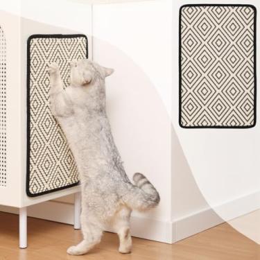 Imagem de Tapete para arranhadores Boho Sisal Cat com tiras adesivas (protetor contra arranhões para tapete, sofá, parede, móveis de canto), superfície durável e resistente a arranhões para gatos (33 x 55 cm,