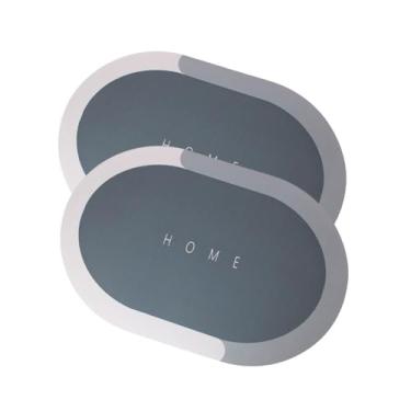 Imagem de Kit 2 Tapete Magico Antiderrapante Absorvente Redondo 60x40cm Para Banheiro Cozinha Sala (Cinza)