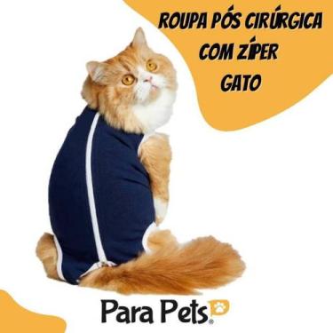 Imagem de Roupa Pós Cirúrgica Castração Com Zíper Gato - PARA PETS BOUTIQUE, M