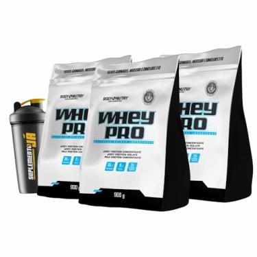 Imagem de Kit 3x Whey Pro Whey Isolado e Concentrado Vitaminas e Minerais Proteínas Refil 900g Milk Protein + Coqueteleira - Body Nutry (2,7Kg, Creme de Baunilha)
