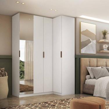 Imagem de Guarda-roupa de Canto Reto 4 Portas Espelho Altezza Slim Branco