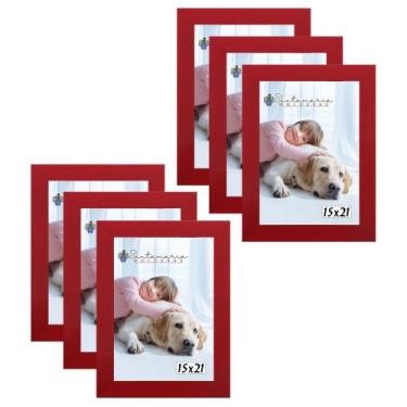 Imagem de Kit 6 Molduras Porta Retrato 15X21 Vermelho - Santamaria Molduras