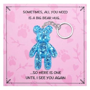 Imagem de Urso preocupado, abraço de urso de bolso, presentes de ansiedade para mulheres e homens, presente de positividade de saúde mental, presentes de apoio emocional para amigos, presente confortável para