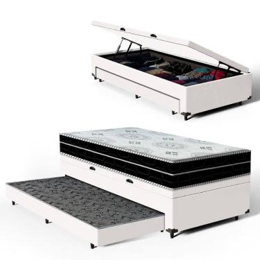 Imagem de Cama Box Baú com Colchão de Espuma D45 Pillow In Anjos OrtoConfort + Auxiliar Unique Solteiro 88cm