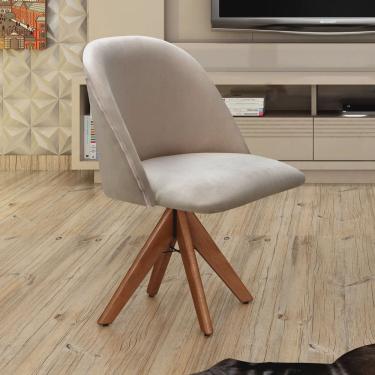 Imagem de Poltrona Decorativa Gaia Giratória Madeira para Sala, Quarto, Recepção