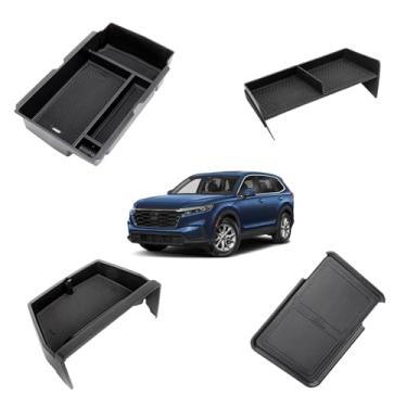 Imagem de Carwiner Organizador de console central de 4 peças compatível com acessórios híbridos Honda CRV EX-L/Sport-L 2023 2024 2025, suporte de bandeja organizadora de painel e caixa de armazenamento oculta