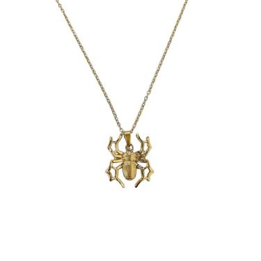 Imagem de Cykdohy Colar com pingente simples de aranha de aço inoxidável para mulheres e homens, leve, vintage, gótico, homem-aranha, corrente ajustável, gargantilha animal, punk, hippie, festa de Halloween