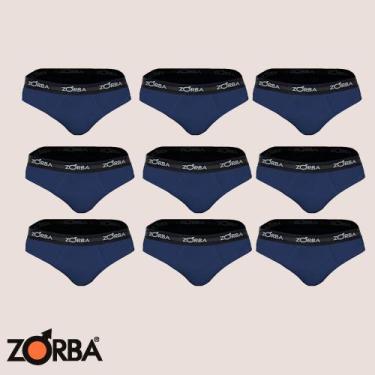 Imagem de Kit 9 Cuecas Slip Zorba Max 100% Algodão Qualidade Conforto, Marinho, 