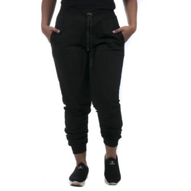 Imagem de Calça Moletom Calca Lisa Feminina Moleton com Bolso - Ipê Mulato, Pret