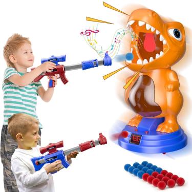 Imagem de Brinquedo de tiro de dinossauro fygurso móvel com 2 pistolas de bomba de ar Kids 5-7