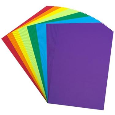 Imagem de Cartolina colorida 21,6 cm x 28 cm, 105 folhas de papel clássico arco-íris 180 g/m2/29,5 kg, cartolina, conjunto de 7 cores para cortar artesanato infantil faça você mesmo