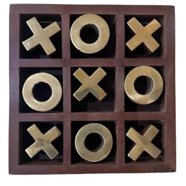 Imagem de Jogo Velha Tic Tac Tabuleiro Metal e Madeira Decoração