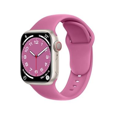 Imagem de DONEGANI Pulseira esportiva feminina C1D Ultra 2 de 49 mm, série 10 de 46 mm, 9, 8, 7, 45 mm e 41 mm, SE 6, 5, 4, 44 mm e 40 mm, 3 2 1 42 mm e 38 mm iWatch, pulseira de silicone rosa feminina