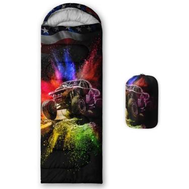 Imagem de lneffble Saco de dormir de caminhão para acampamento infantil, adequado para crianças, meninos e meninas, portátil, impermeável, compacto e leve, ótimo para acampamento ao ar livre, mochila e