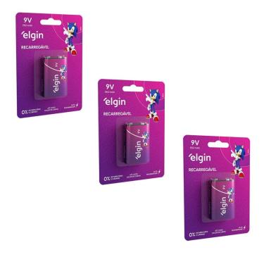 Imagem de Kit Com 3 Cartelas De Baterias Recarregaveis 9v 250 Mah 82215 Elgin