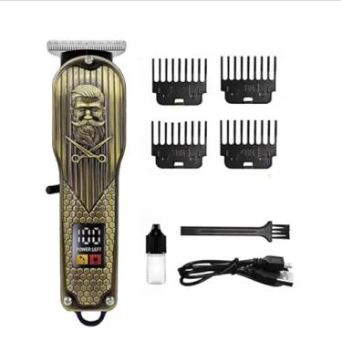 Imagem de Máquina de Cortar Cabelo e Barba Profissional, Display LED Digital, Barbeiro, Design Vintage, Kit com 4 Pentes