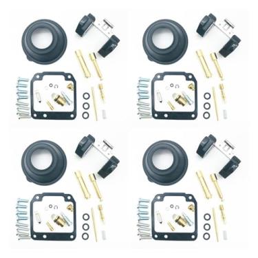 Imagem de 4 conjuntos de kit de rebulição de carburador para YMH XJR400 1993-1999 vedação de câmara diafragma vácuo parafuso mistura de ar válvula flutuante