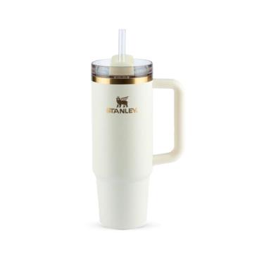 Imagem de Stanley - Copo Quencher H2.0 FlowState 887ml - Copo de aço inoxidável com tampa, isolamento a vácuo, para água, chá gelado, café, smoothies e muito mais, Cream Moon