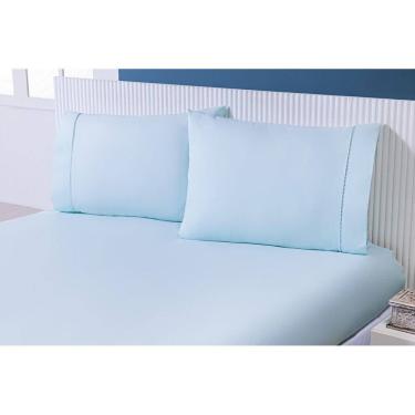 Imagem de Lençol Casal 3 Peças C/Elástico Percal 100% Algodão 200 Fios