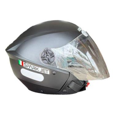 Imagem de Capacete Aberto Coloridos Classico Moto Spark Jet Ebf, Preto Fosco