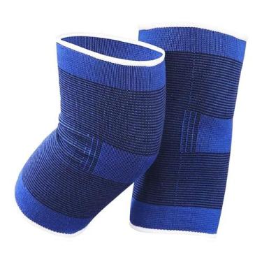 Imagem de Par Joelheira Azul De Compressão Proteção Esportiva Academia - ABM