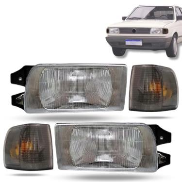 Imagem de Par Farol Gol Parati Saveiro 91 92 93 94 Quadrado + Piscas Fumê