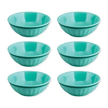 Imagem de UP Conjunto de tigelas de melamina Chateau, tigelas redondas para macarrão, arroz, sopa e salada, livre de BPA, lavável na lava-louças, à prova de estilhaçamento, azul, 18 cm, conjunto de 6