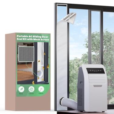 Imagem de Memrita Kit de vedação de porta deslizante com tela de malha, kit de vedação de camada dupla isola o calor e reflete a luz solar, 25 x 196 ~ 92 polegadas para ar condicionado portátil, serve para