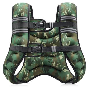 Imagem de ZELUS Colete pesado, 2,7 kg/3,6 kg/5,4 kg/7,3 kg/9,1 kg/11,3 kg/13,6 kg, colete de peso para homens e mulheres com tiras refletivas de bolso de armazenamento para treino, treinamento de força, corrida