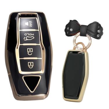 Imagem de TECART Capa de chave inteligente adequada para Mitsubishi Outlander 2021 2022 2023 TPU macio que evita arranhões 4 botões preto