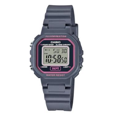 Imagem de Casio Relógio feminino LA20WH-1ACF clássico digital de resina preta, Cinza/rosa, Relógio de quartzo