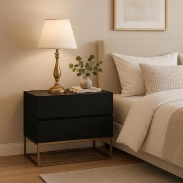 Imagem de Mesa De Cabeceira Eros 60cm Estilo Industrial Base Dourado - LCN Móvei