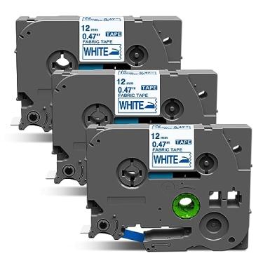 Imagem de COLORWING Fita de tecido TZe-FA3 compatível Brother Iron on Label Tape Blue on White TZ 12 mm 1,2 cm, para Brother P Touch PT-D210 PT-D220 PT-D400 PT-1280 Etiquetadora, pacote com 3