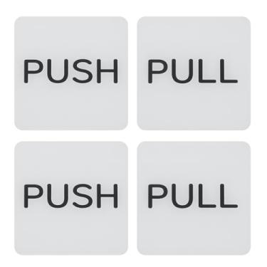 Imagem de PATIKIL 2 conjuntos de adesivos de porta push-pull, placa de 7,6 cm, placa vertical de acrílico autoadesivo para portas, janelas de vidro, lojas, quadrados, prata