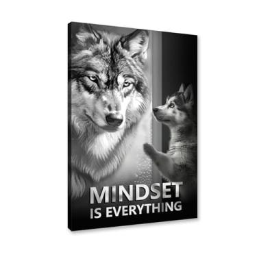 Imagem de Canvas Trend Impressão de pôster de animal motivacional com mentalidade de cachorro lobo para escritório, escola, sala de aula, local de trabalho, decoração de parede 30 x 40 cm