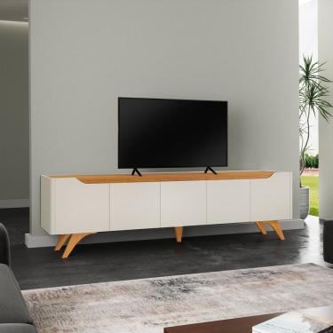 Imagem de Rack Para Tv Até 75 Polegadas 4 Portas 1 Gaveta Grecia Mavaular Off White/naturalle