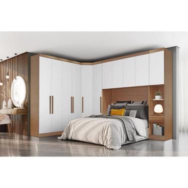 Imagem de Quarto Rizon 5 Peças (1 Armário Ponte 1 Closet 2 Guarda Roupas 1 Complemento) Freijo Cumaru C- Fendi