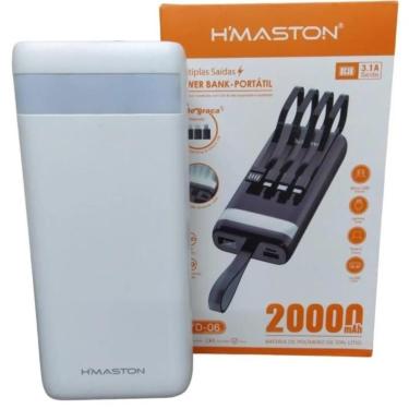 Imagem de Carregador Power Bank Com Luz Led Turbo 20.000mah Yd-06 H´maston Branco