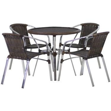 Imagem de Conjunto 4 Cadeiras Floripa E Mesa Com Tampo Tramado Em Alumínio Piscina, área, Jardim Argila