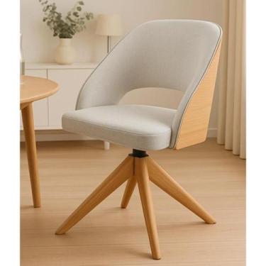 Imagem de Poltrona Estofada com Base Giratória em Madeira Maciça  Prada Exclusiv