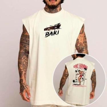 Imagem de Camiseta Regata Algodão Machão Oversized Abstract Anime Manga Baki Hanma Arte-Unissex